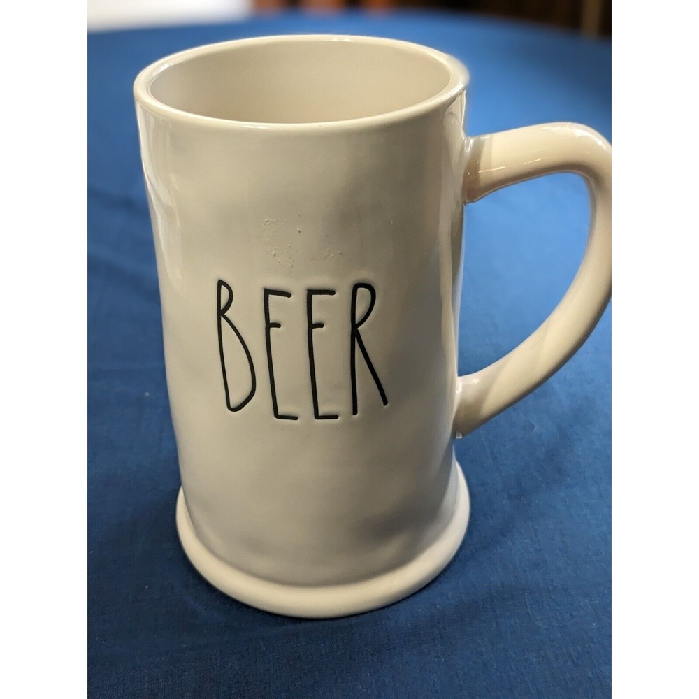 Rae Dunn Artisan - Ceramic BEER Mug Cream Colored. 6"x 4" Tapered Mug
